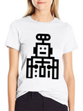 Retro Robot Graphic T-Shirt - Black
