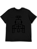 Retro Robot Graphic T-Shirt - Black