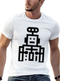 Retro Robot Graphic T-Shirt - Black
