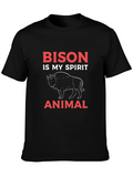Bison Spirit Animal Black T-Shirt