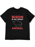 Bison Spirit Animal Black T-Shirt