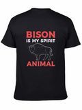 Bison Spirit Animal Black T-Shirt