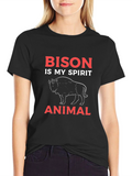 Bison Spirit Animal Black T-Shirt