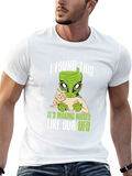 Alien & Cat UFO Humor T-Shirt