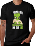 Alien & Cat UFO Humor T-Shirt