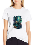 Mystical Mermaid & Turtle Graphic T-Shirt