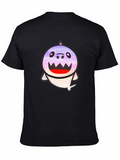 Cute Cartoon Shark Graphic Black T-Shirt