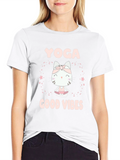 Yoga Cat Good Vibes Black T-Shirt