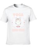 Yoga Cat Good Vibes Black T-Shirt