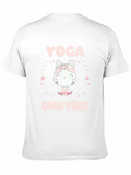 Yoga Cat Good Vibes Black T-Shirt