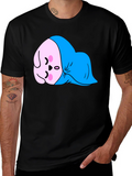 Cute Sleeping Kawaii Character Black T-Shirt