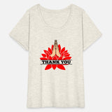 Namaste two hands from red lotus with black text