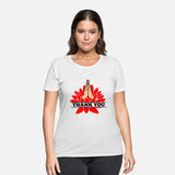 Namaste two hands from red lotus with black text