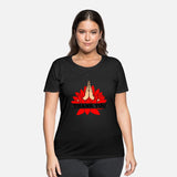 Namaste two hands from red lotus with black text