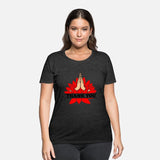 Namaste two hands from red lotus with black text