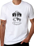 Camping Graphic Print Black T-Shirt