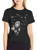 Dandelion Print Black T-Shirt