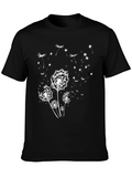 Dandelion Print Black T-Shirt