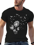 Dandelion Print Black T-Shirt