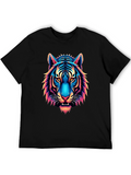 Vibrant Tiger Graphic Tee - Mens Black T-Shirt