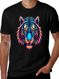 Vibrant Tiger Graphic Tee - Mens Black T-Shirt