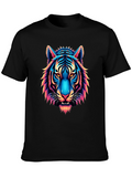 Vibrant Tiger Graphic Tee - Mens Black T-Shirt