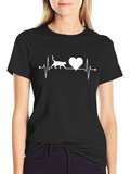Cat Lover ECG Heartbeat T-Shirt