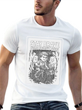 Stay Brave Graphic Print Black T-Shirt