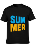 Summer Graphic Print Black Cotton T-Shirt