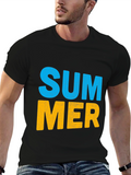 Summer Graphic Print Black Cotton T-Shirt