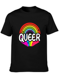 Queer Rainbow Graphic Tee - Black Cotton Blend