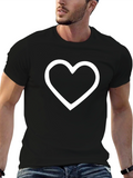 Black Tee with White Heart Outline Graphic