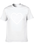 Black Tee with White Heart Outline Graphic