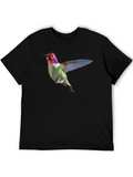 Geometric Hummingbird Black T-Shirt