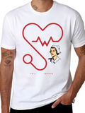 Nurse Heartbeat Stethoscope Graphic T-Shirt