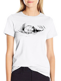 Black T-Shirt with Sleeping Squirrel Design