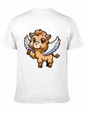 Cute Cartoon Angel Llama T-Shirt - Black