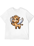 Cute Cartoon Angel Llama T-Shirt - Black