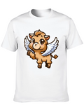 Cute Cartoon Angel Llama T-Shirt - Black