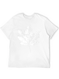 Leaf Print Black Cotton T-Shirt