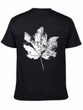 Leaf Print Black Cotton T-Shirt