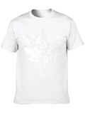 Leaf Print Black Cotton T-Shirt