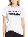 Music Is My Therapy Black T-Shirt