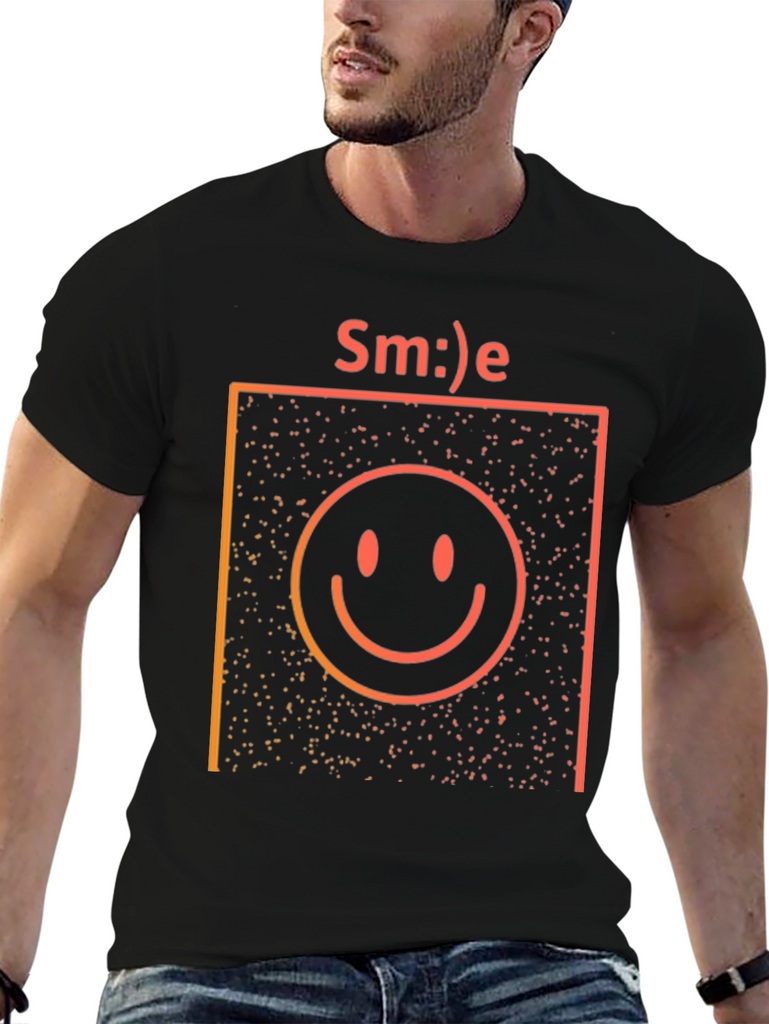 Smile Graphic Print Black T-Shirt