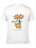 Unique Graphic T-Shirt with Smiling Sunflower Design