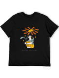 Unique Graphic T-Shirt with Smiling Sunflower Design