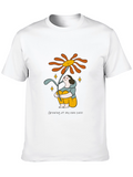 Unique Graphic T-Shirt with Smiling Sunflower Design