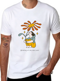 Unique Graphic T-Shirt with Smiling Sunflower Design