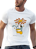 Unique Graphic T-Shirt with Smiling Sunflower Design