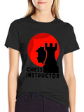 Chess Instructor Graphic Tee - Black Cotton Shirt